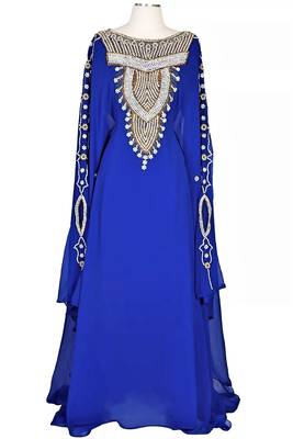 Blue georgette zari and stone work islamic farasha 1
