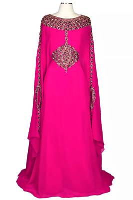 Pink georgette zari and stone work islamic farasha 1