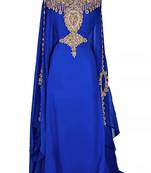 Blue georgette zari and stone work islamic farasha