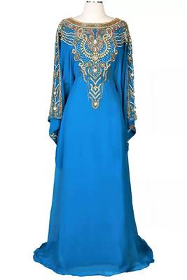 Turquoise georgette zari and stone work islamic farasha 1