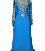 Turquoise georgette zari and stone work islamic farasha