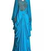 Turquoise georgette zari and stone work islamic farasha