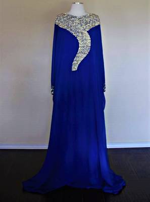 Blue georgette zari and stone work islamic farasha 1