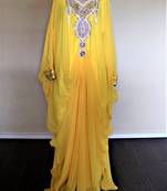 Yellow georgette zari and stone work islamic farasha