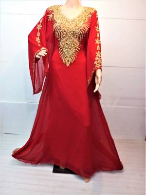 Red georgette zari and stone work islamic farasha 1