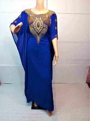Blue georgette zari and stone work islamic farasha 1