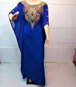 Blue georgette zari and stone work islamic farasha