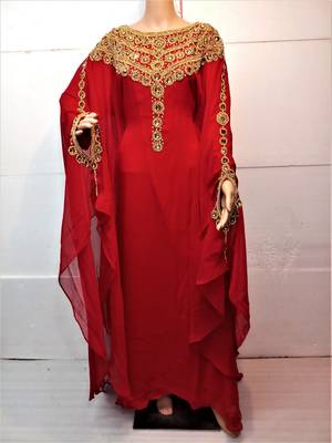 Red georgette zari and stone work islamic farasha 1