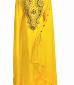 Yellow georgette zari and stone work islamic farasha