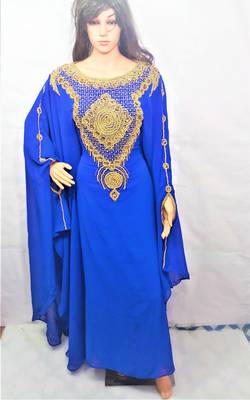 Blue georgette zari and stone work islamic farasha 1