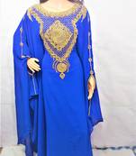 Blue georgette zari and stone work islamic farasha