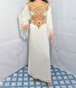 White georgette zari and stone work islamic farasha