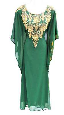 Green georgette zari and stone work islamic farasha 1