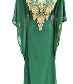 Green georgette zari and stone work islamic farasha