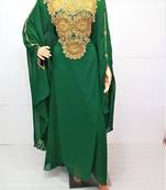 Green georgette zari and stone work islamic farasha