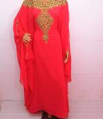 Peach  georgette zari and stone work islamic farasha