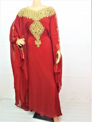 Maroon georgette zari and stone work islamic farasha 1