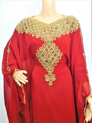 Maroon georgette zari and stone work islamic farasha 2