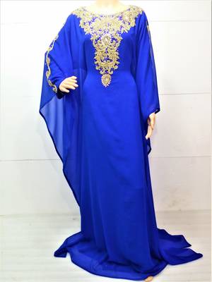 Blue georgette zari and stone work islamic farasha 1