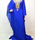 Blue georgette zari and stone work islamic farasha
