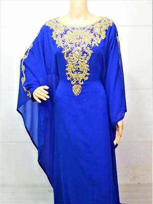 Blue georgette zari and stone work islamic farasha 2