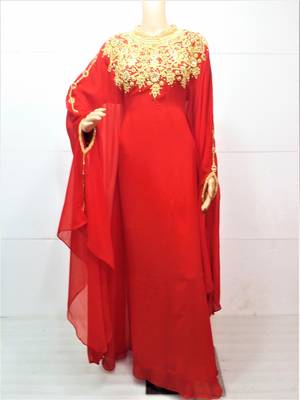 Maroon georgette zari and stone work islamic farasha 1