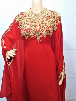 Maroon georgette zari and stone work islamic farasha 2