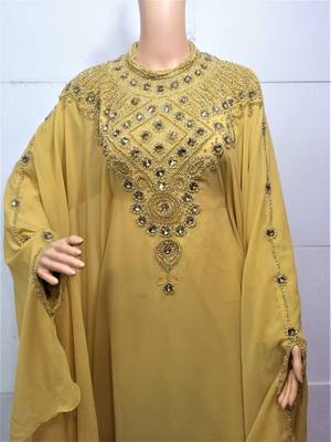 Beige georgette zari and stone work islamic farasha 2