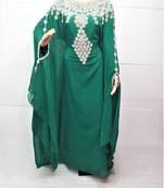 Green georgette zari and stone work islamic farasha