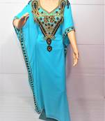 Turquoise georgette zari and stone work islamic farasha