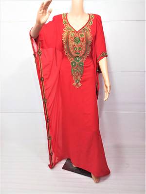 Peach  georgette zari and stone work islamic farasha 1