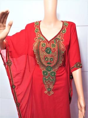 Peach  georgette zari and stone work islamic farasha 2