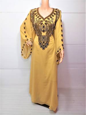 Beige georgette zari and stone work islamic farasha 1