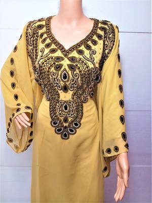 Beige georgette zari and stone work islamic farasha 2