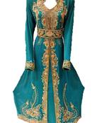 Green georgette zari and stone work islamic kaftan