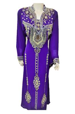 Purple georgette zari and stone work islamic kaftan 1
