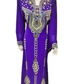 Purple georgette zari and stone work islamic kaftan