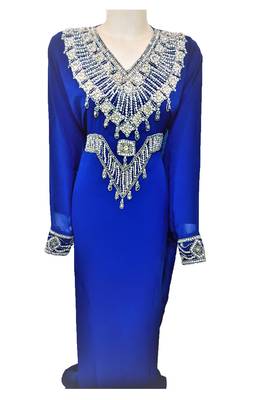 Blue georgette zari and stone work islamic kaftan 1