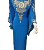 Turquoise georgette zari and stone work islamic kaftan