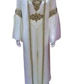 White georgette zari and stone work islamic kaftan