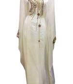 White georgette zari and stone work islamic kaftan