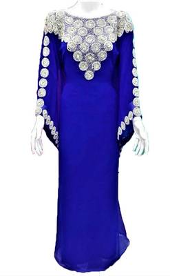 Blue georgette zari and stone work islamic kaftan 1
