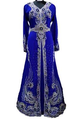 Blue georgette zari and stone work islamic kaftan 1