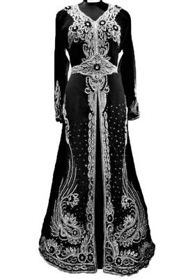 Black georgette zari and stone work islamic kaftan 1