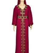 Wine georgette zari and stone work islamic kaftan