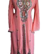 Pink georgette zari and stone work islamic kaftan