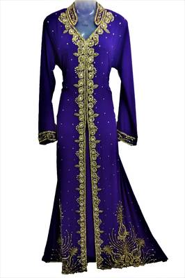 Dark blue georgette zari and stone work islamic kaftan 1