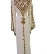White georgette zari and stone work islamic kaftan