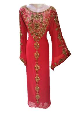 Pink georgette zari and stone work islamic kaftan 1