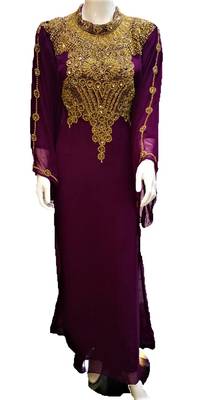 Violet georgette zari and stone work islamic kaftan 1